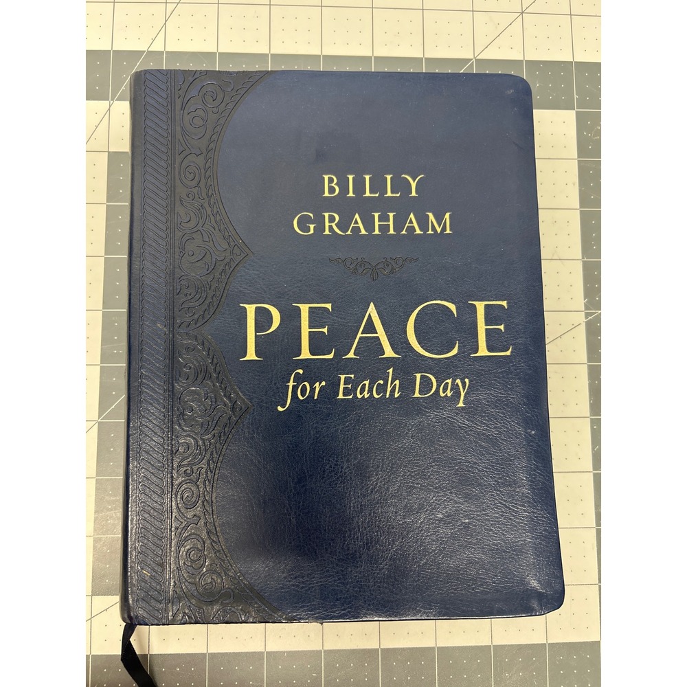 Billy Graham Peace for Each Day 365 Day Devotional Book Navy‎ Blue Faux Leather